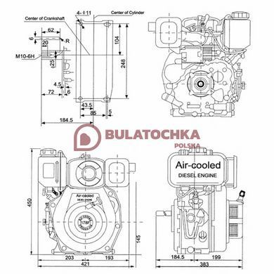 Silnik Diesla Weima WM178F 6KM Wał 25mm z filtrem papierowym 21015 Zdjęcie